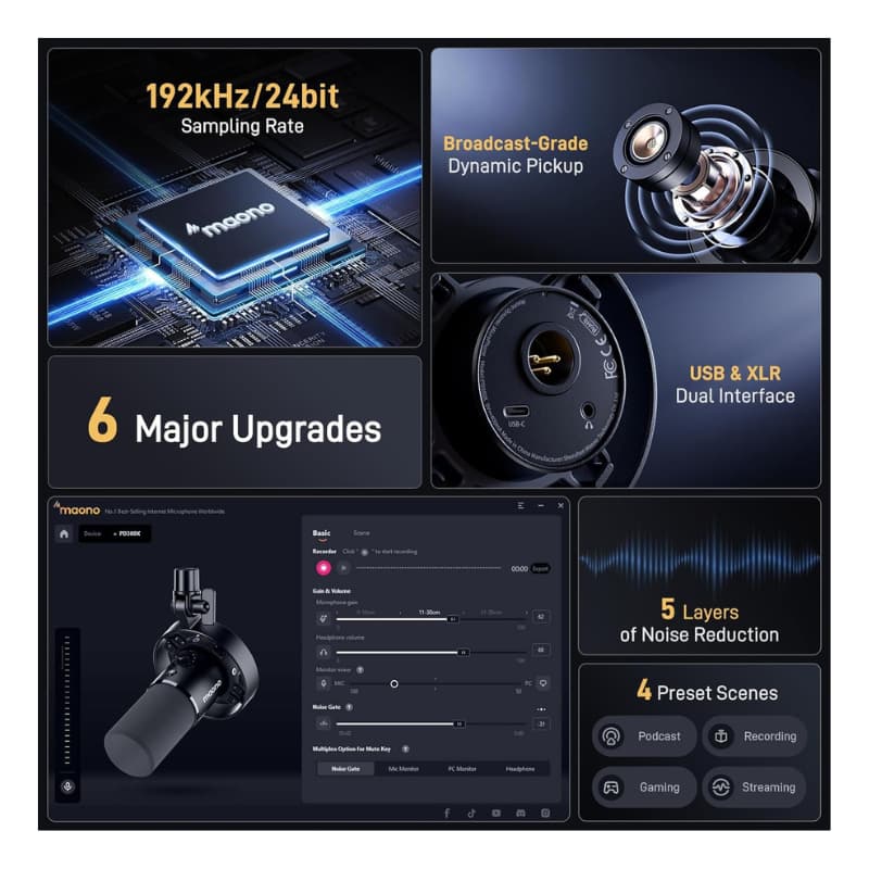 میکروفون داینامیک ماونو Maono PD300XS (6) میکروفون داینامیک ماونو Maono PD300XS - خرید میکروفون داینامیک یو اس بی - میکروفون یو اس بی - میکروفون داینامیک ماونو - میکروفون برای استریم - میکروفون برای پادکست - میکروفون داینامیک Maono - میکروفون ماونو PD300X - فروشگاه اینترنتی فراصوت
